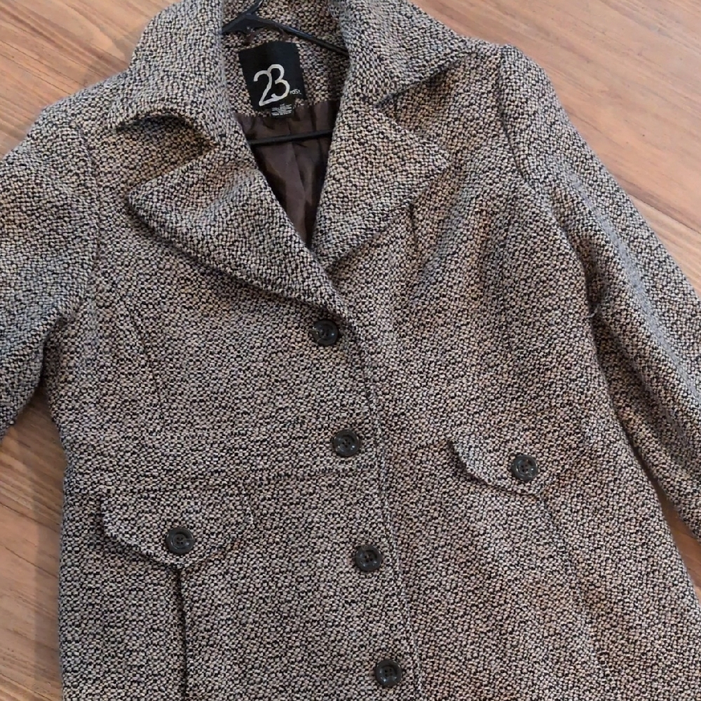 Women's Textured Gray Pea Coat